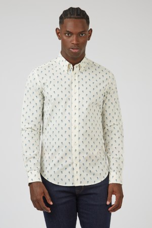 Camisa Estampado de Lunares Manga Larga