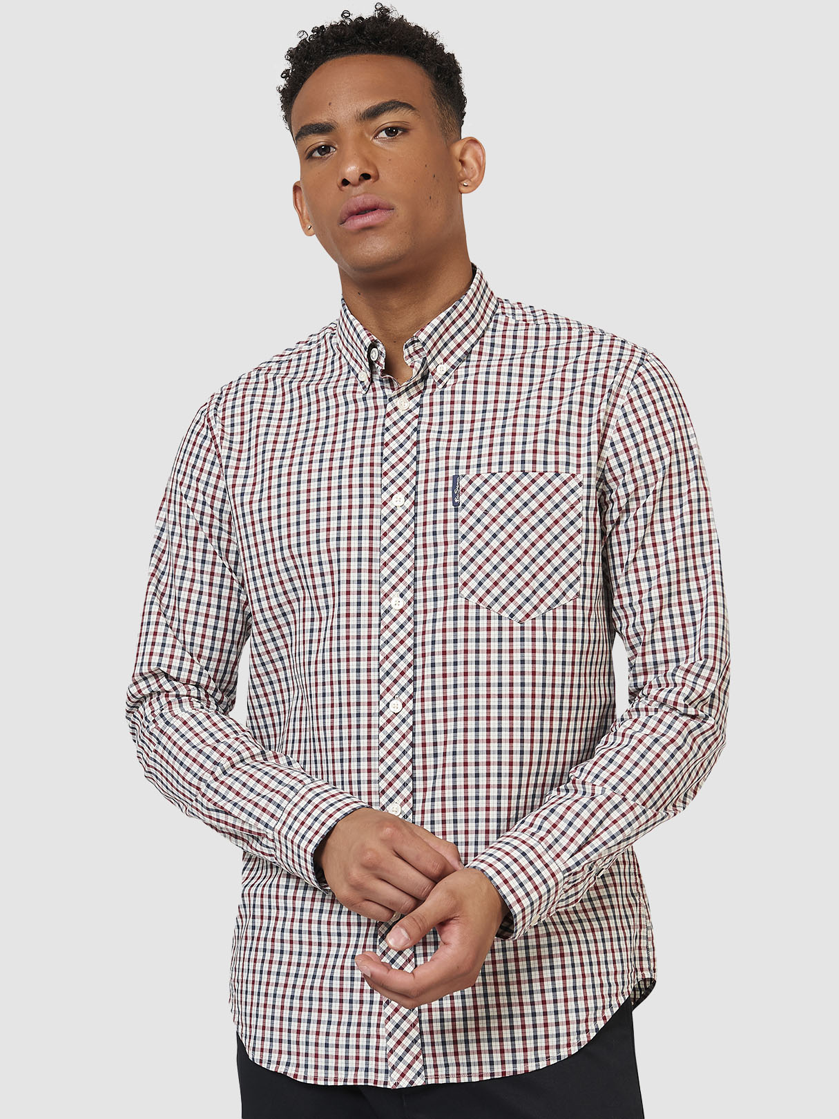 Camisa Oxford De Manga Larga Ben Sherman - Color Negro, 100% Algodón, Estilo Mod Retro Años 60-80, Cuello Abotonable