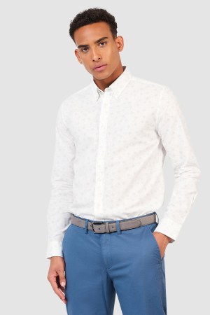 Camisa Estampado de Puntos Manga Larga