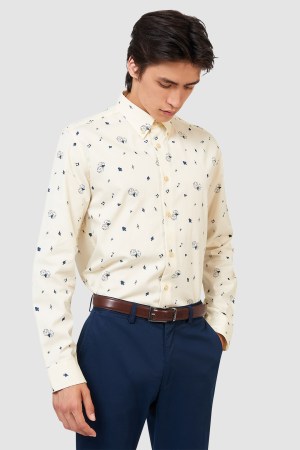Camisa Estampado Conversacional Manga Larga