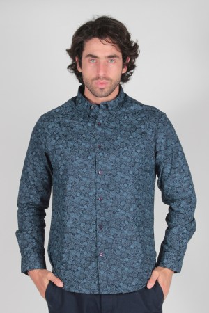 Camisa Mono Floral Británico Manga Larga