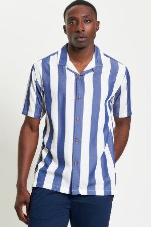 Camisa Casual de Rayas Manga Corta