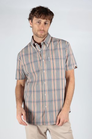 Camisa Manga Corta a Cuadros Multicolor