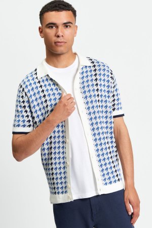 Polo de Punto con Estampado Houndstooth